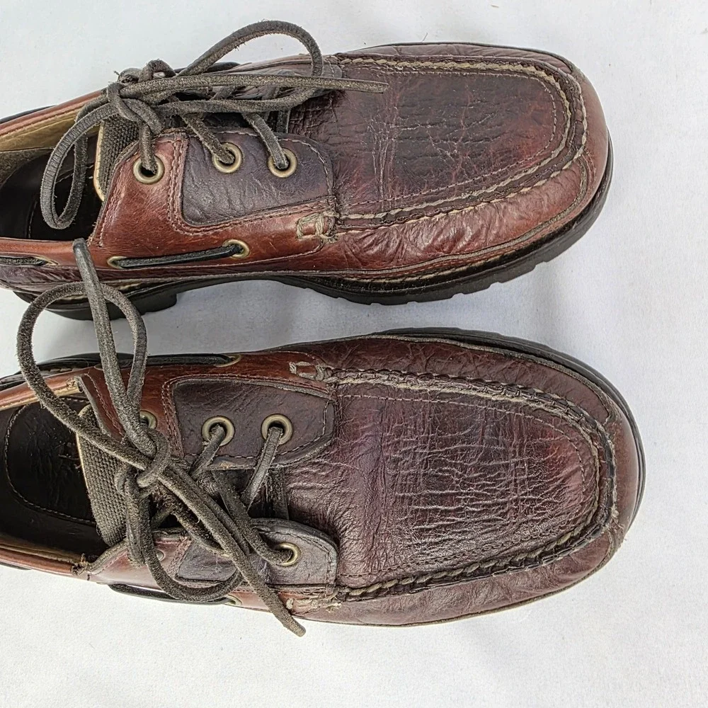 Mens LL Bean 8.5 D Allagash Bison Handsewn Brown Leather Loafer Oxford Boat Shoe